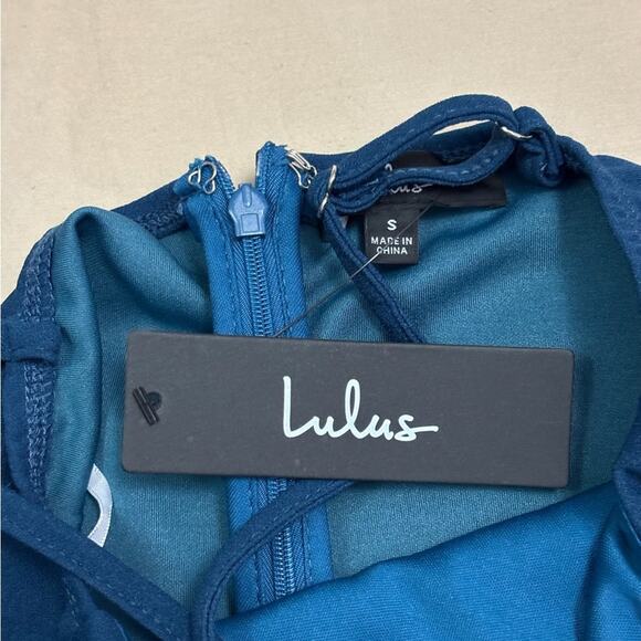 NWT Lulu's Aysmmetrical Teal Sheath Dress Size Small - Picture 3 of 7